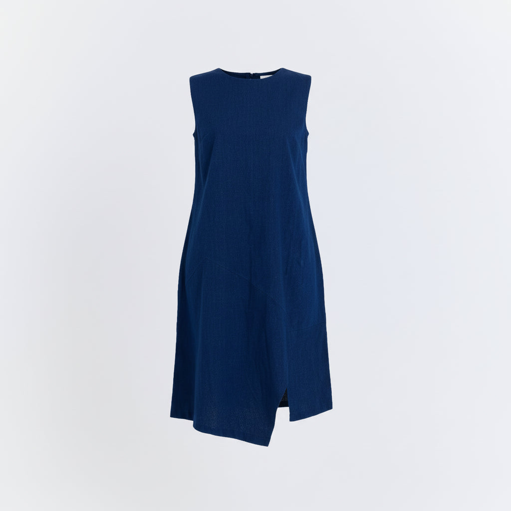 Deep Ocean Asymmetric Slit Dress (Blue)