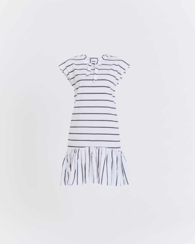 Maritime Stripe Ruffle Hem Dress