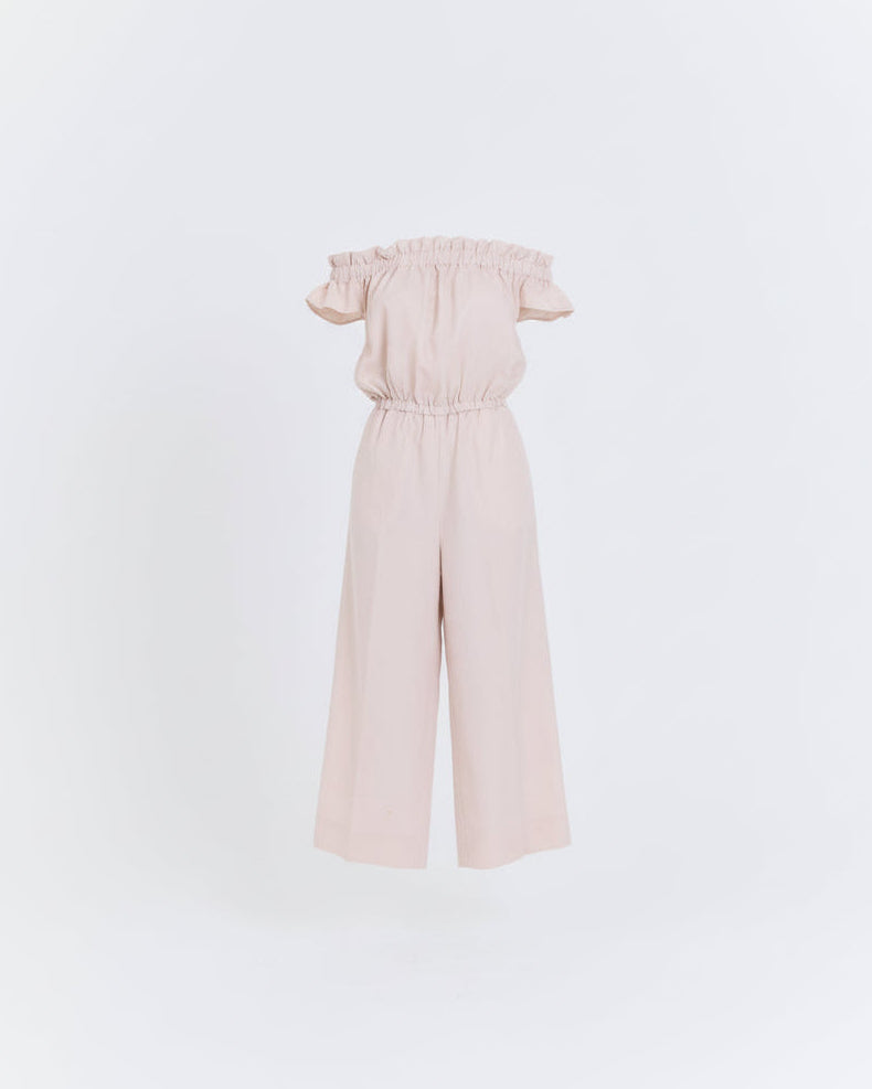 Serene Off-Shoulder Jumpsuit - Soft Beige