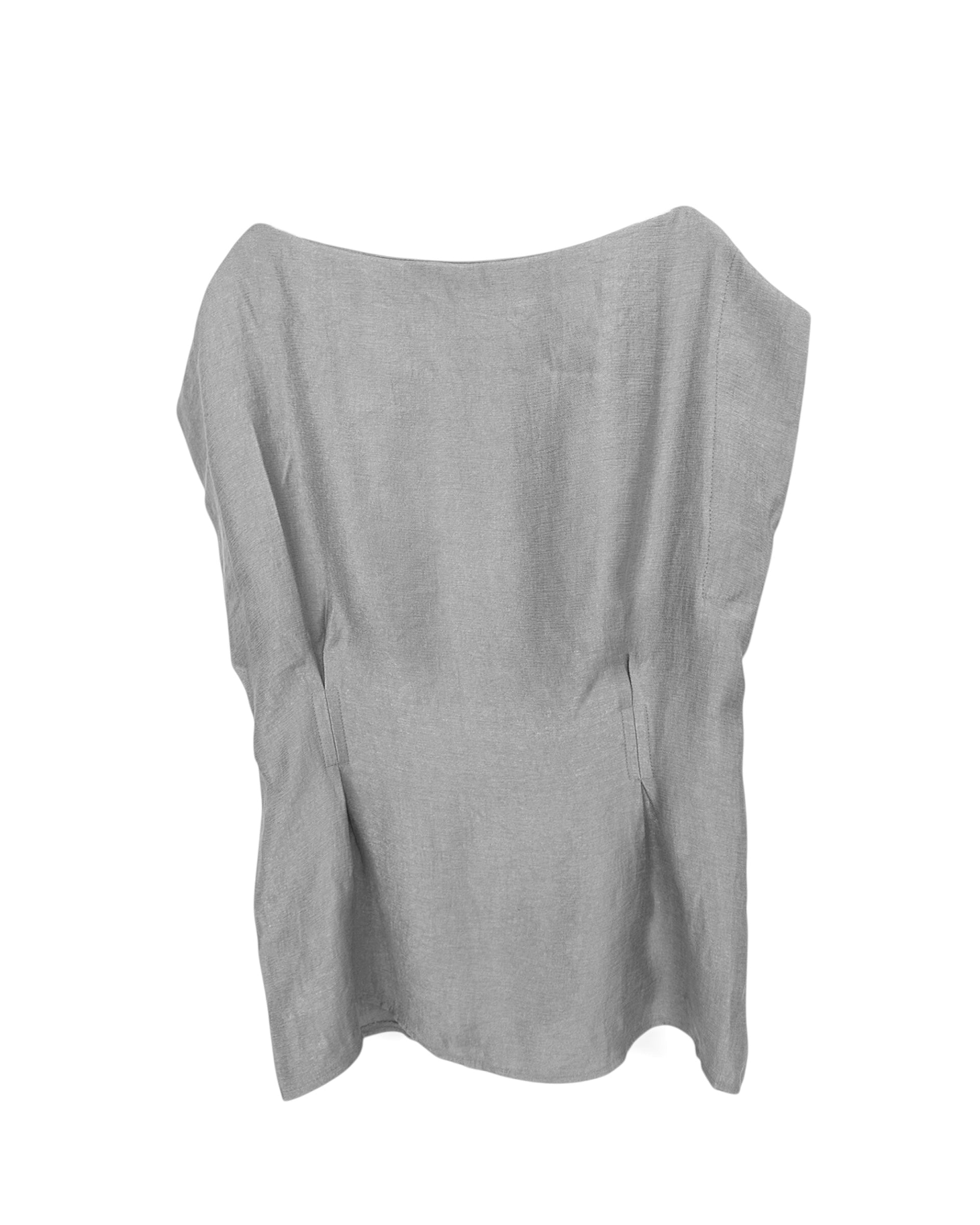 A light Grey fabric top with folds