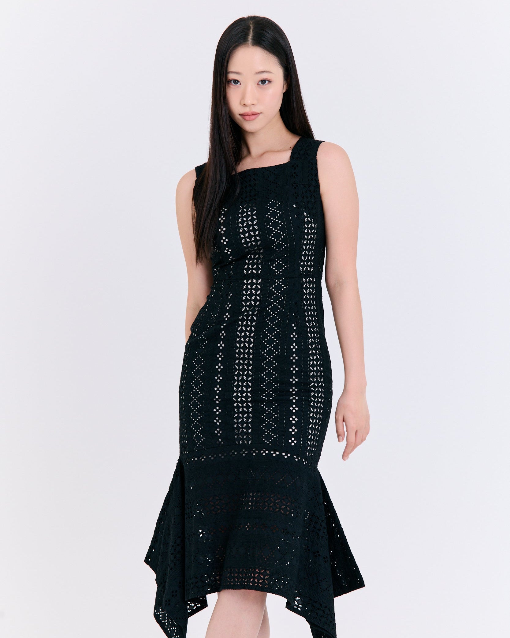Nightfall Eyelet Mermaid Dress (Black)