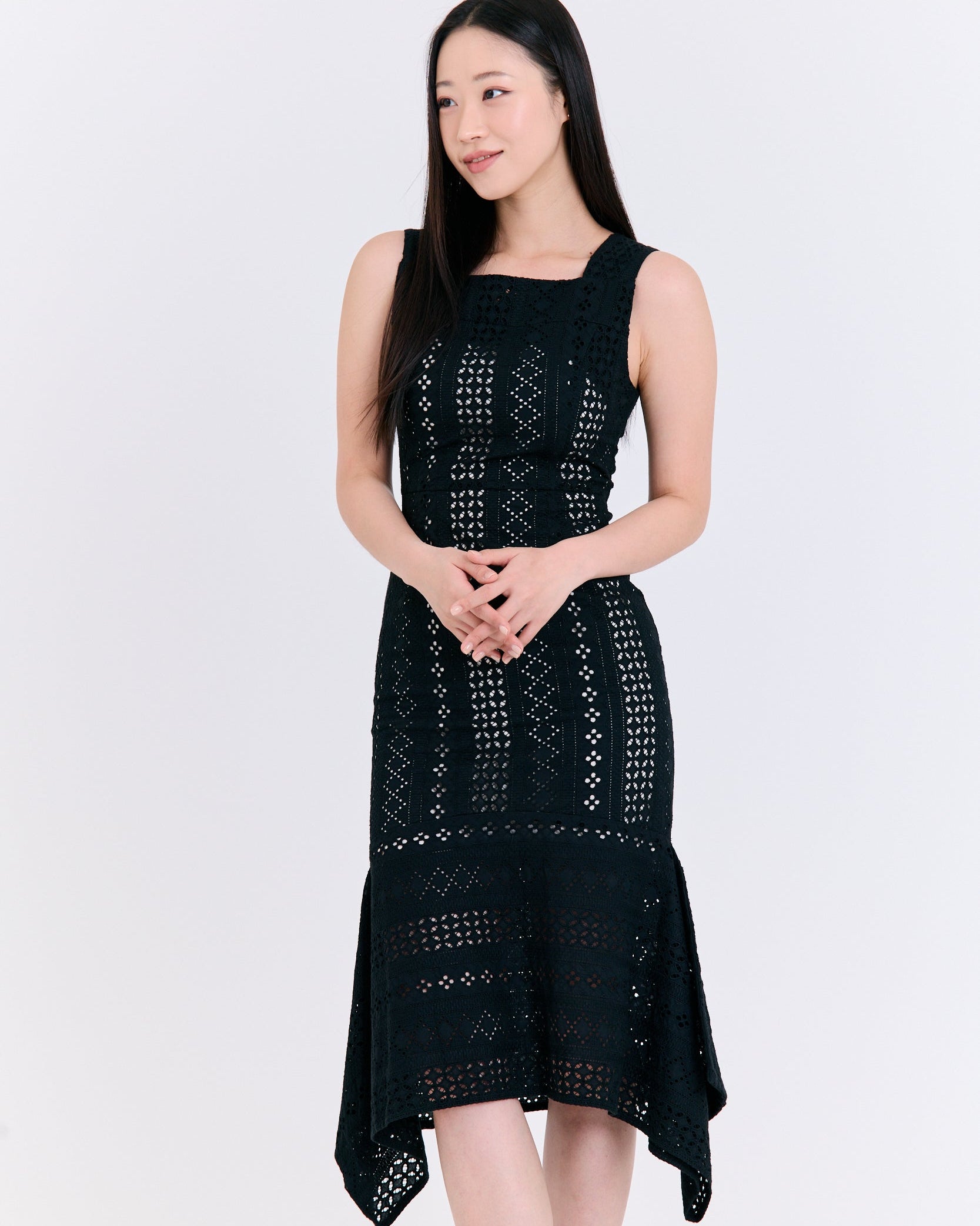 Nightfall Eyelet Mermaid Dress (Black)