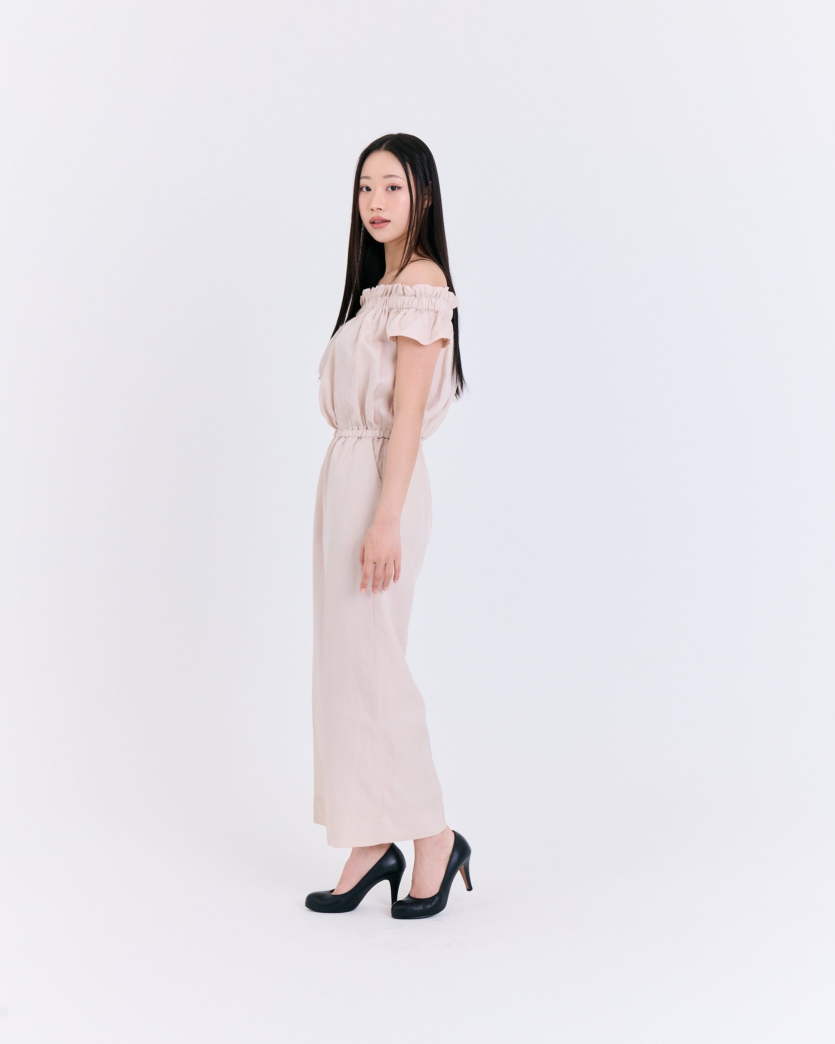 Serene Off-Shoulder Jumpsuit - Soft Beige