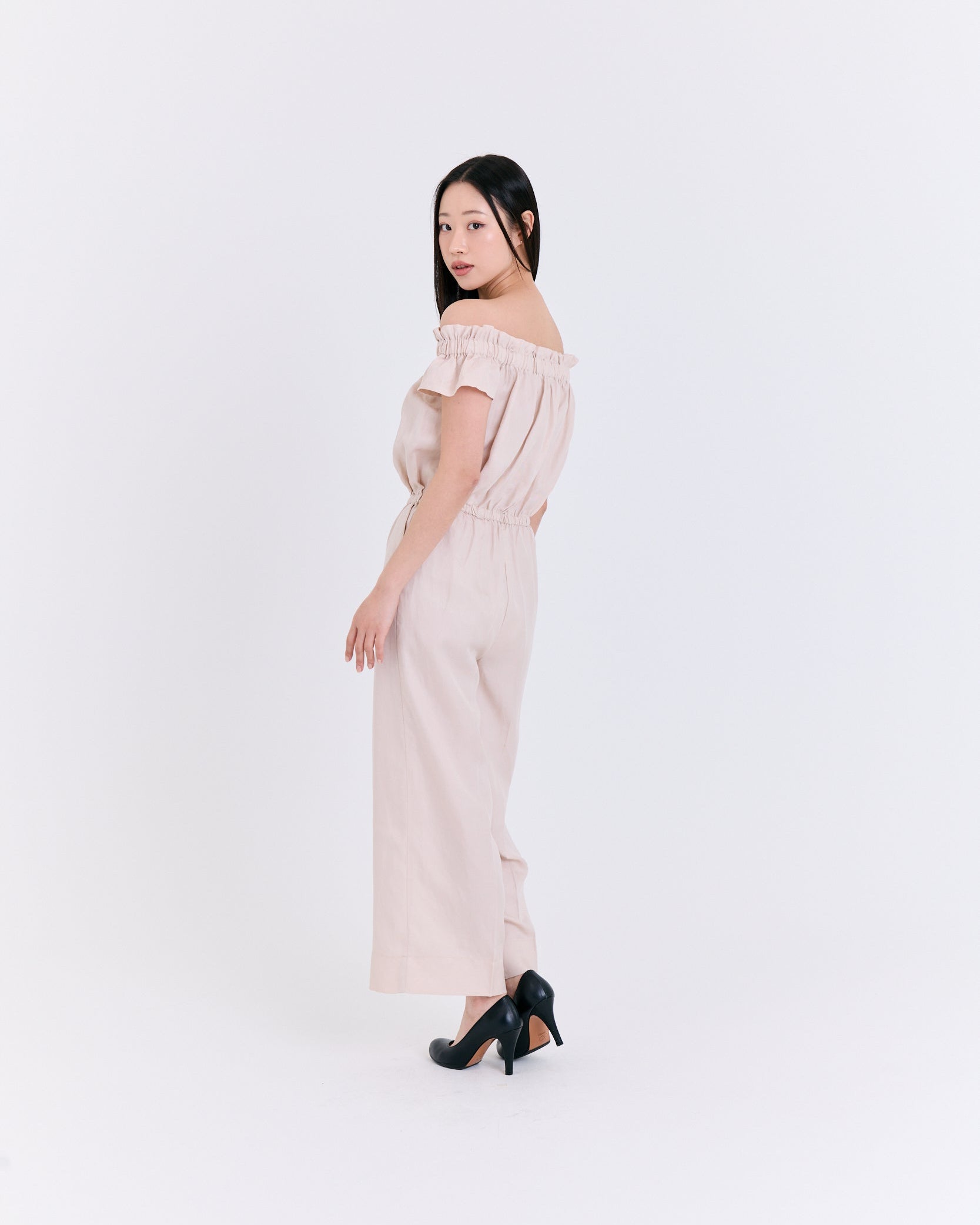 Serene Off-Shoulder Jumpsuit - Soft Beige