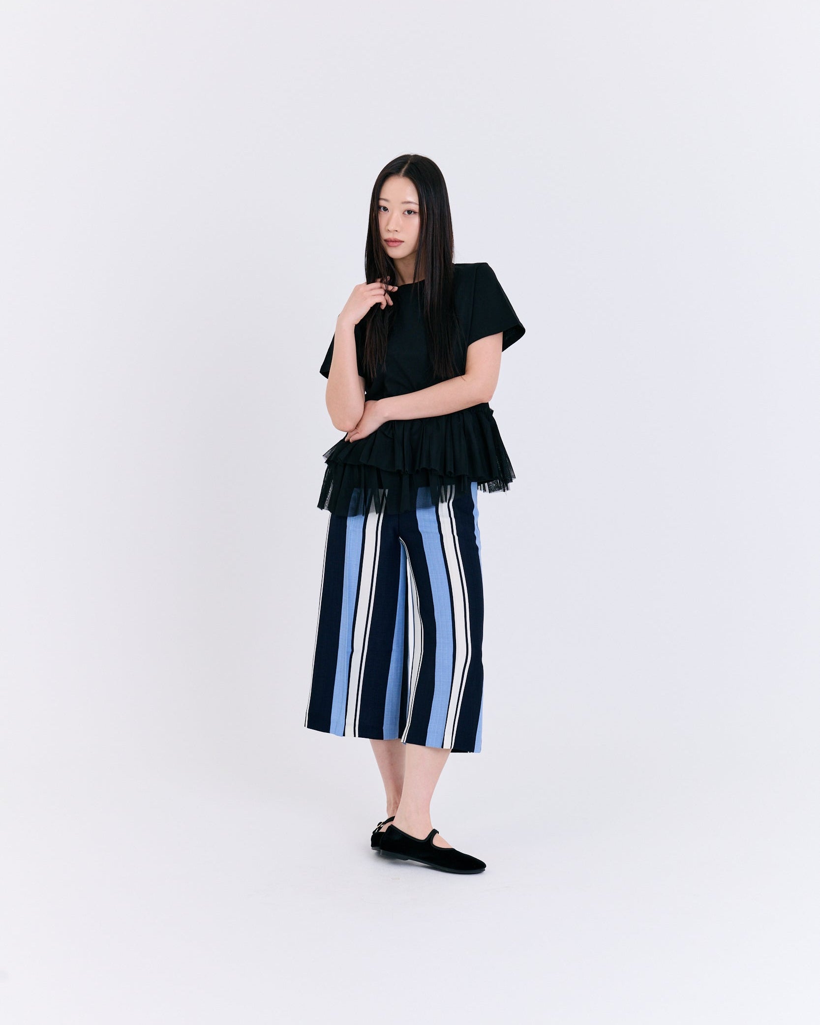 Romantic Tulle Peplum Tee (Black)