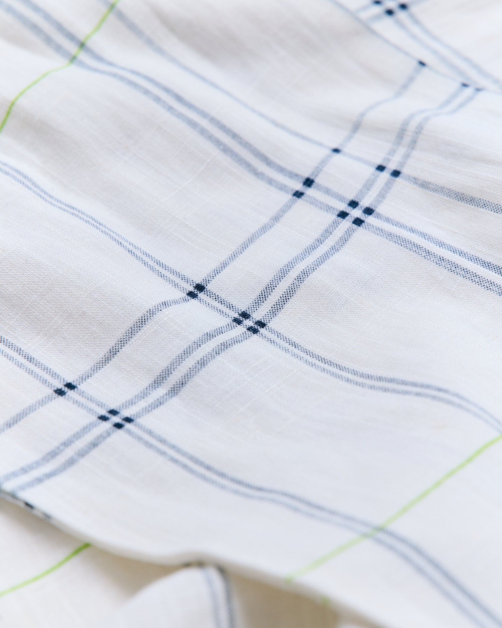 Natural Linen Windowpane Plaid Dress with Back Tie