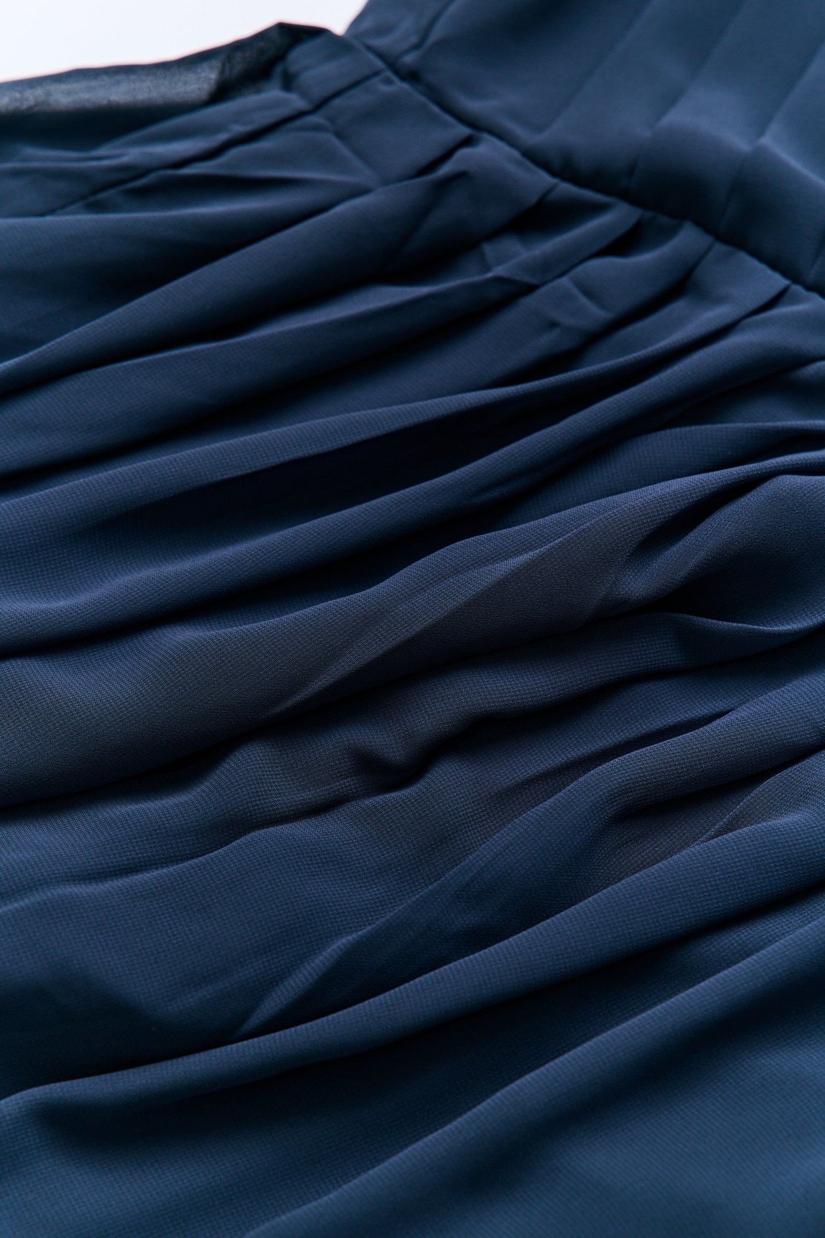 Midnight Chiffon Pleated Dress (Leather Trim Detail)