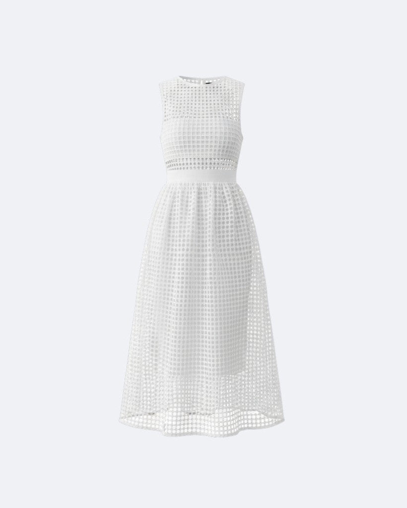 White checkered dress on a light gray background